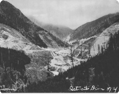 image of Bird’s Eye View of Detroit Dam Site West, 1949